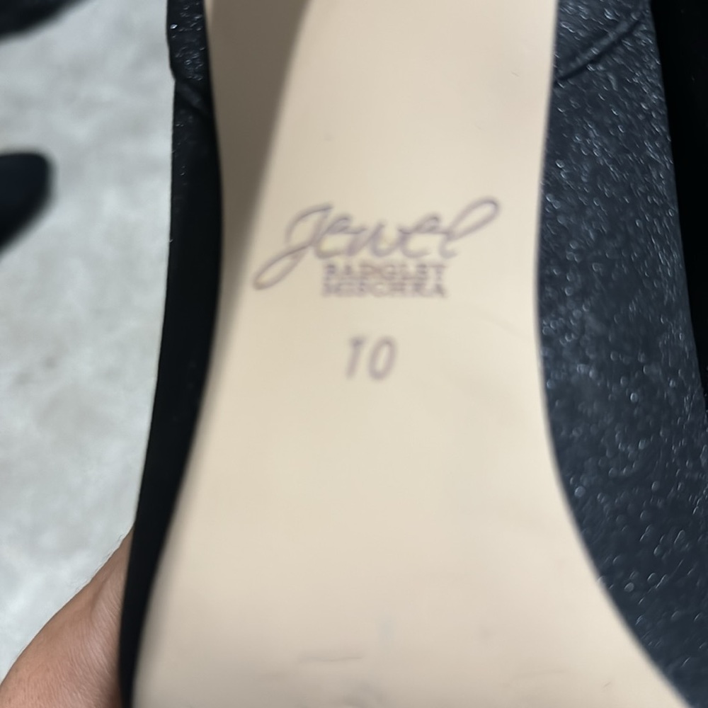 Jewel Badgley Mischka Marabel ankle booties glitter black womens 10 - Picture 8 of 11